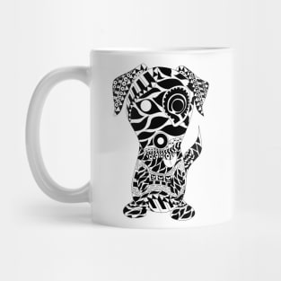 kawaii dog in pattern zentangle art from totonac culture Mug